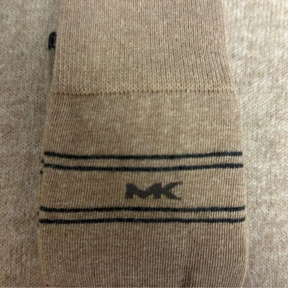 MK Men’s 3 pack Taupe Heather Gray Tan Ivory Cotton Blend Dress Crew Socks